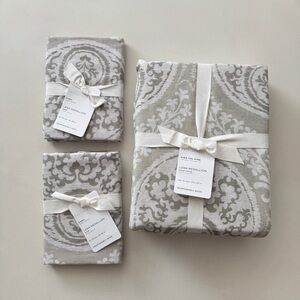 Pottery Barn LENA MEDALLION Duvet Cover King & 2 Euro Shams Green Multi NWT